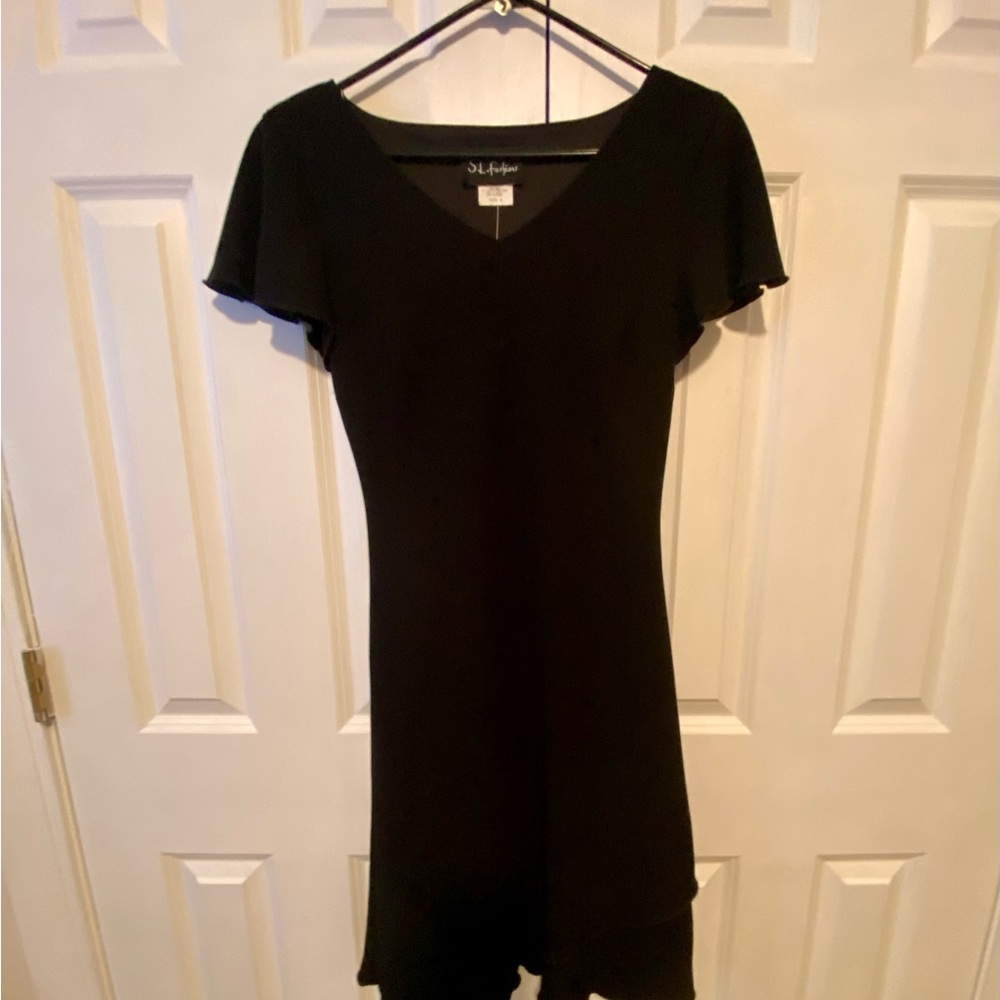 Kenar Black Ruffled Sheath Mini Dress